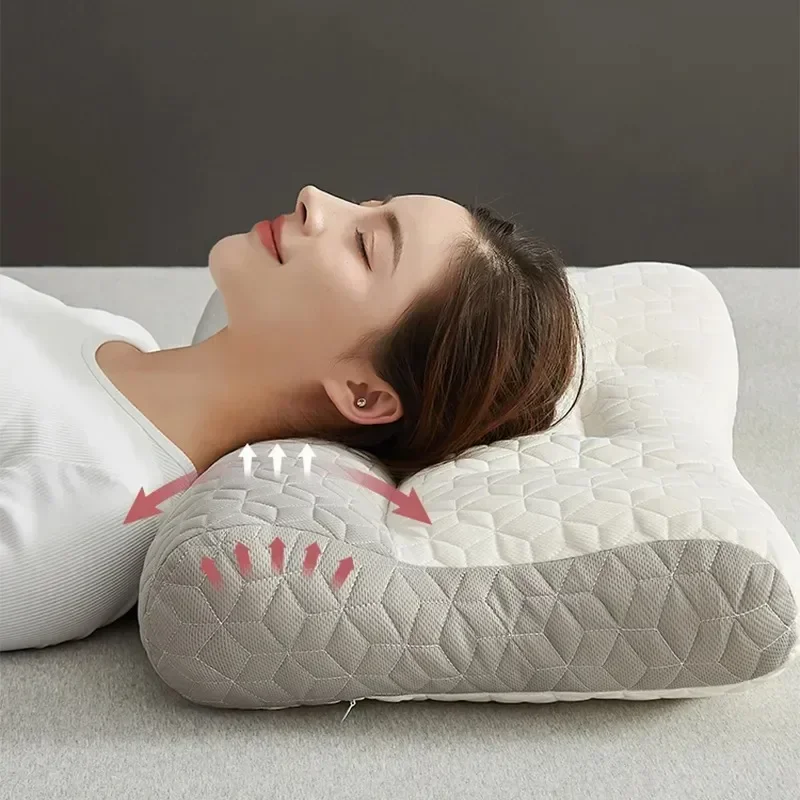 

40x70cm neck traction pillow, ergonomic orthopedic pillow, Latex material pillow to relieve spinal fatigue, for home/dormitory