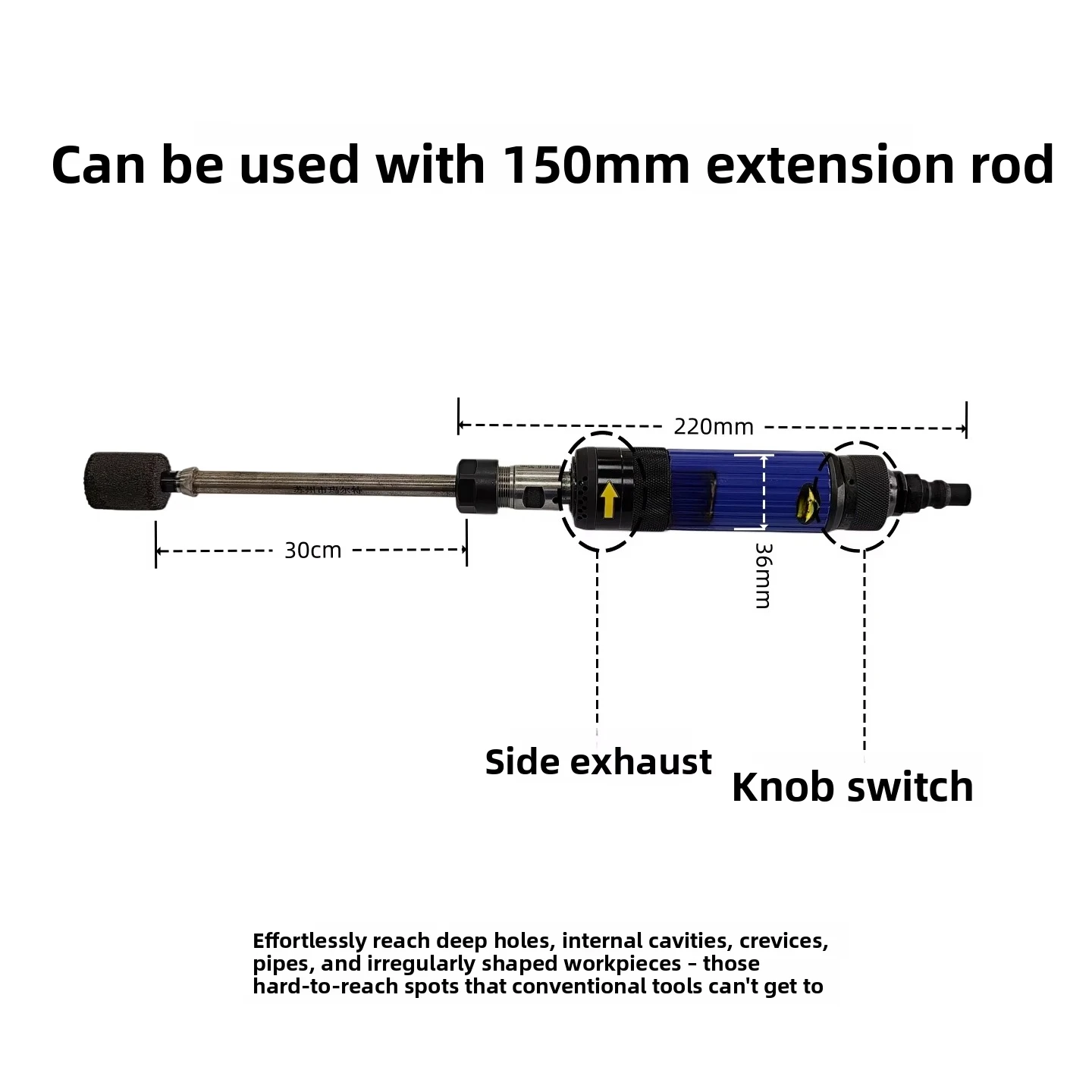 Industrial 6810mm Chuck Corded Pneumatic Straight Grinder High-Speed Die Grinder Sanding Tool for Pipe Mold