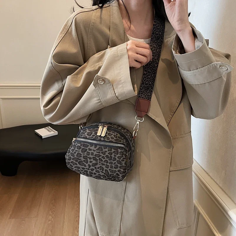 LEFTSIDE Cloth Leopard Cross Body Bags Lady Shoulder Bag for Women 2024 Fashion Trend Mini Crossbody Bag Handbags and Purses image 2