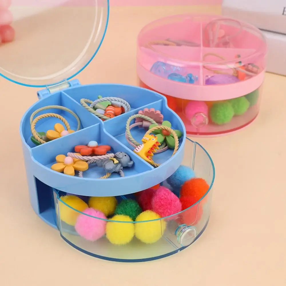 Desktop Jewelry Box Handheld Round Storage Box Cute Non-toxic DIY Jewelry Box Small Double-layer Drawer Box Cosmetic