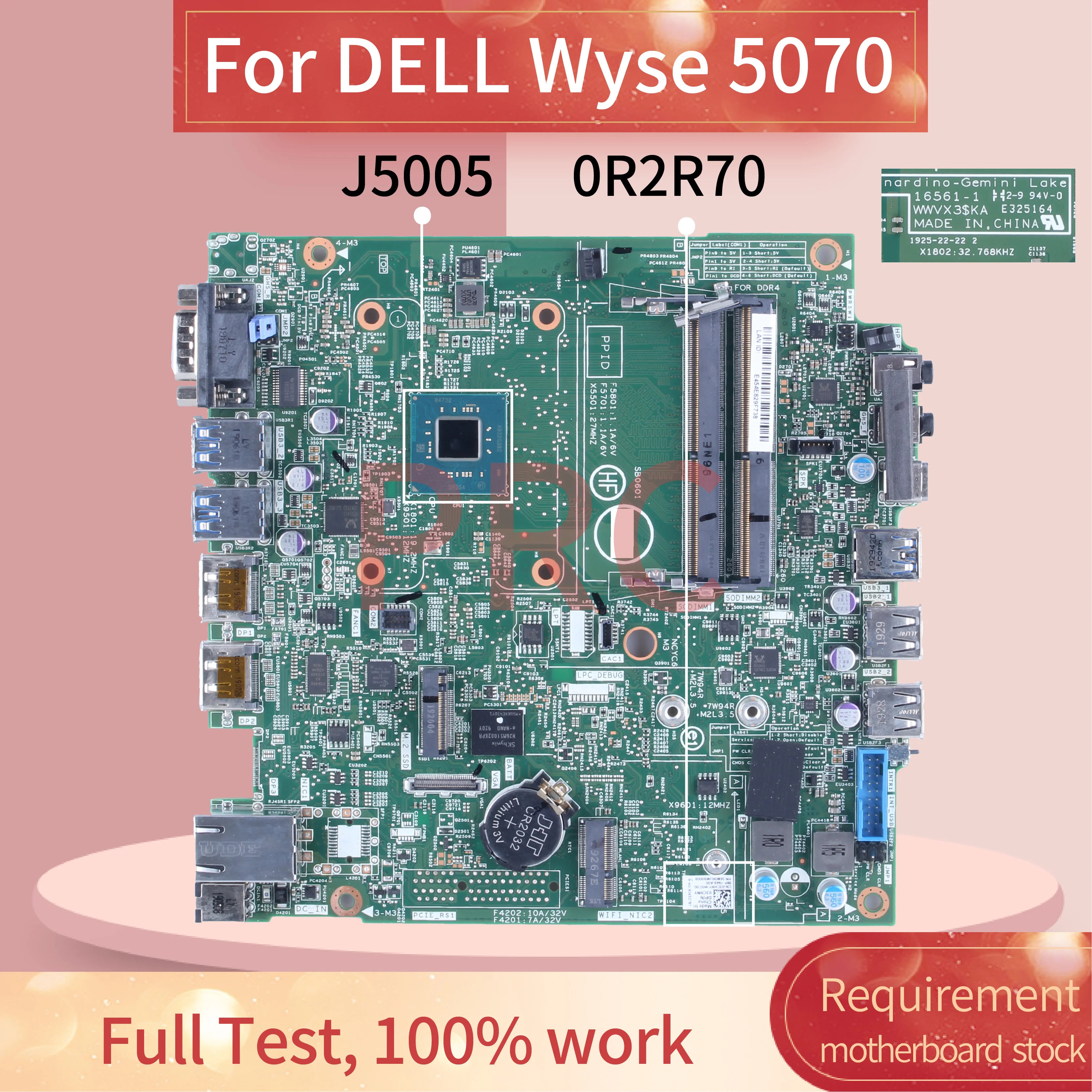 

For DELL Wyse 5070 Laptop Motherboard 16561-1 0R2R70 Pentium J5005 CPU DDR4 Notebook Mainboard Tested