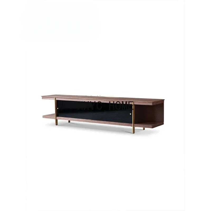 

TV Cabinet Simple and Light Luxury Solid Wood Walnut Color TV Cabinet Audio Video Appliances Shelf Storage Floor Cabinet