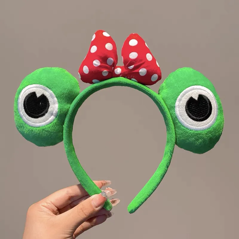 Super cute big Eyed frog hair Band Knitted plush Wash face Headband funny and cute Cartoon Headwear Anti slip Female Headwear