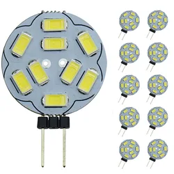 Ampoules LED G4 9 SMD 5730 AC 12V, 10 pièces/lot, base bi-pin, ampoule halogène de remplacement DC 20W, blanc froid 6000K