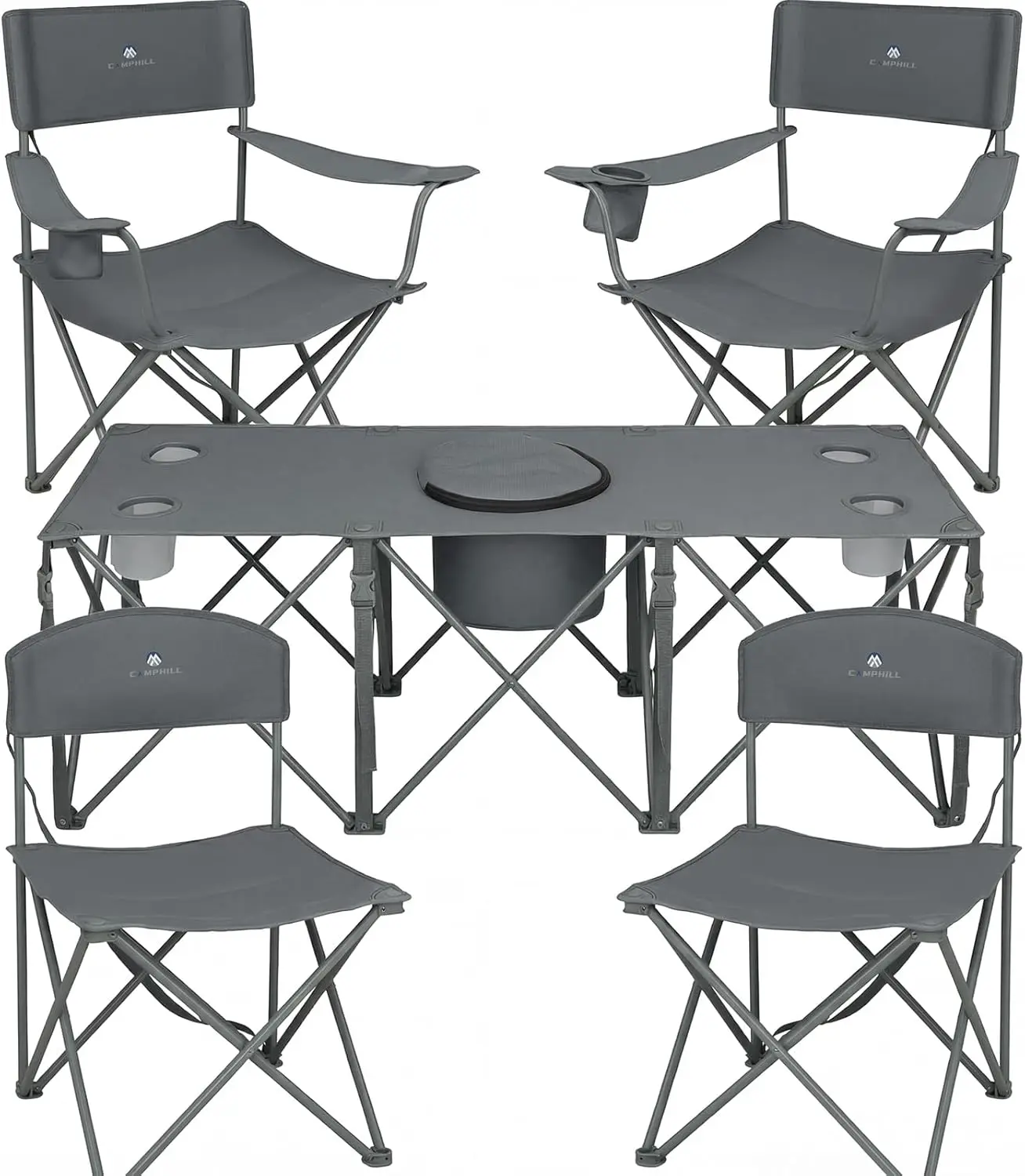 

3-Piece Camping Chair Set, Outdoor Folding Chairs for Heavy People, Cup Holders & Carry Bags, Sofa + 2 Singles, 500 lbs Capacity