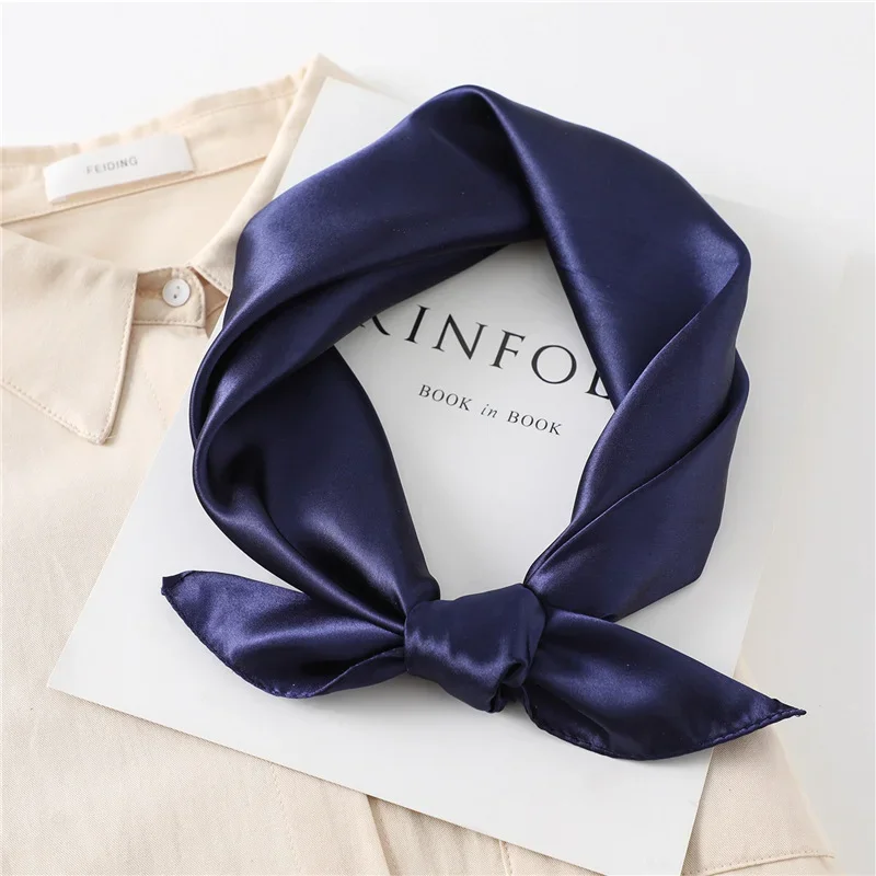 60cm Silk Satin Square Scarf Women Solid Neckercheif Shawl Hijab Female Hair Hand  Wirst Foulard Bandana Head Tie Echarpe New