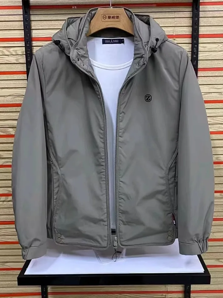 

Мужская повседневная куртка с капюшоном на осень-зиму, съемная, класса люкс, высокого качества, стильная, приталенная, с длинными рукавами, на молнии