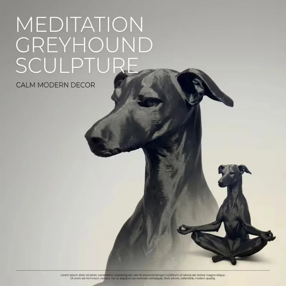 Meditation Greyhound Dog Statue Plastic Yoga Dog Figurine Lotus Pose Whippet Sculpture Desktop Ornament Home Tabletop Decor Gift