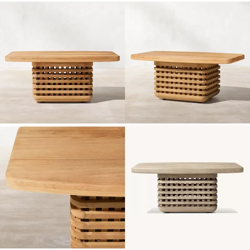 Outdoor Modern Courtyard Garden Set Luxury Hotel Furniture Teak Side Table New Design for Patio Yard Decor
