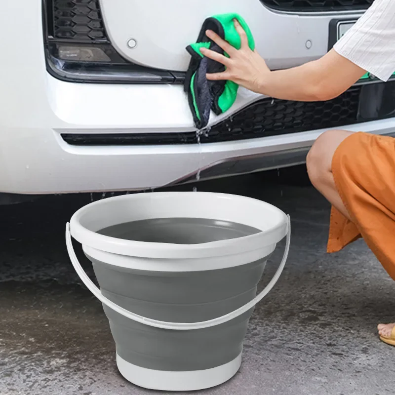 Portable Folding Bucket Silicone Plastic Water Bucket Indoor Outdoor Fishing Car Bucket Travel Home Multi function