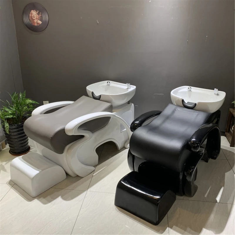 

Simples Basin Shampoo Chair Reclining Black Water Therapy Hairwash Bed Head Spa Haar Wasch Liege Salon Equipment Furniture