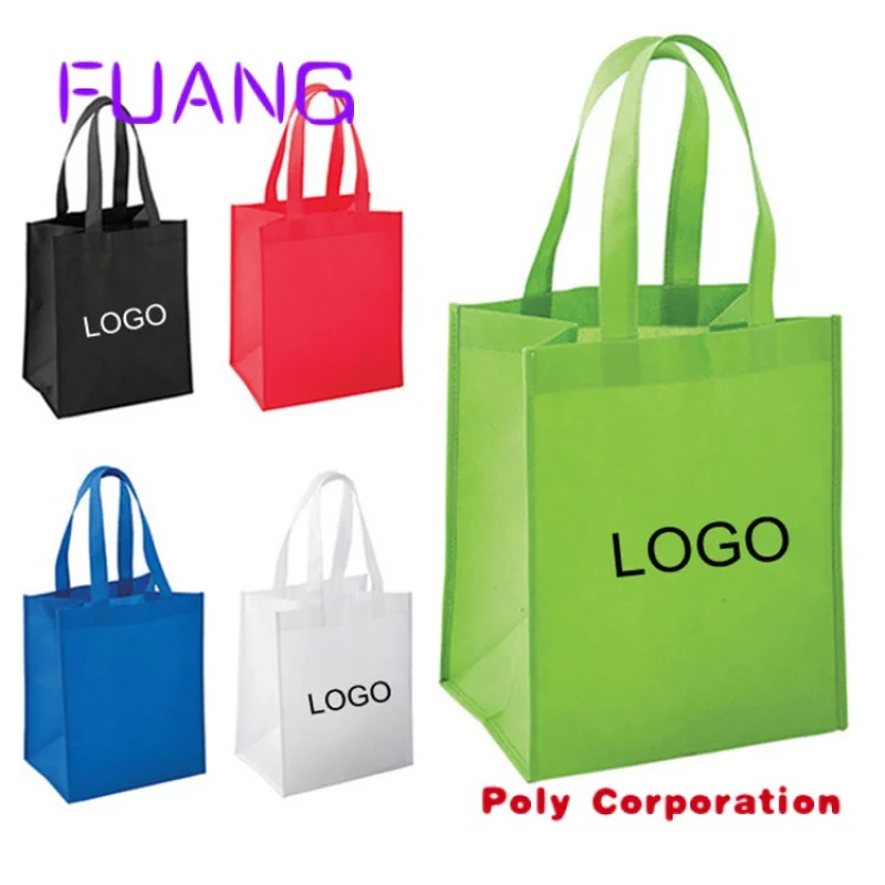 Custom  Custom logo print supermarket eco reusable shopping tote non woven bag