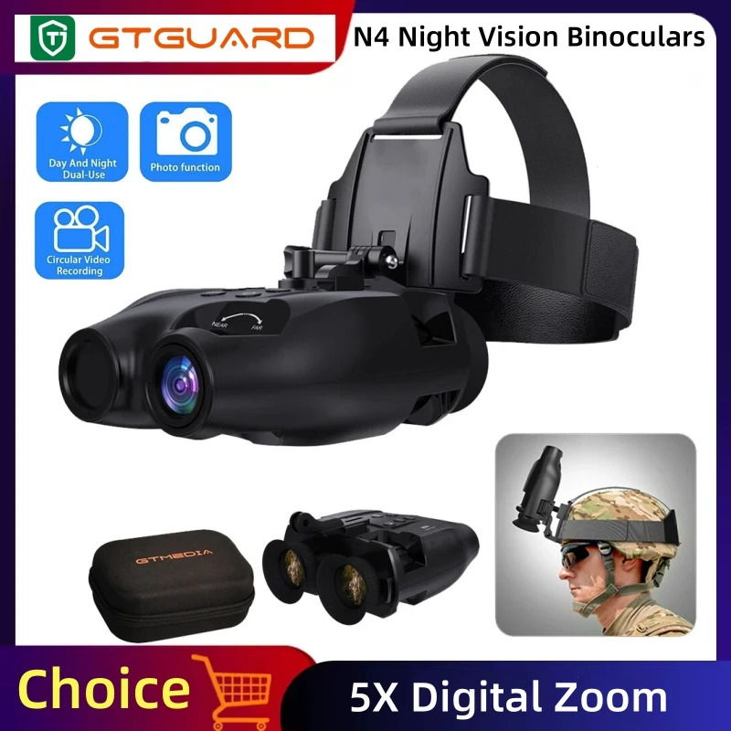 GTMEDIA N4 1080P Night Vision Binoculars 5X Digital Zoom Infrared Night-Visions Device Head Mount Goggles Day/Night Use Outdoor