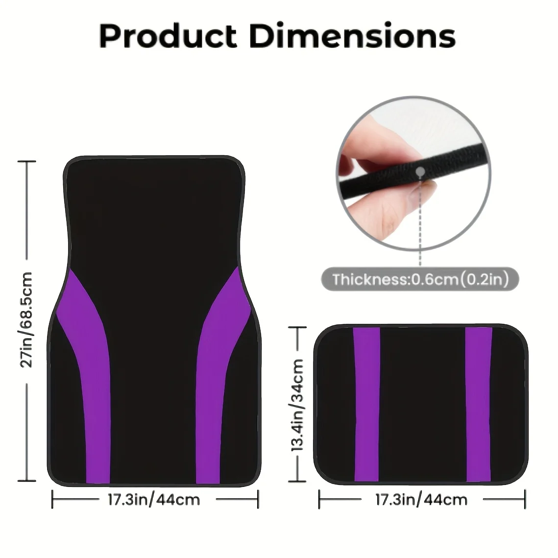Set Of 4 Purple Striped Car Mat Designs - Universal Fit For Honda, For Tesla, Trucks, Suvs, Sedans - Durable Polyester Car Inter
