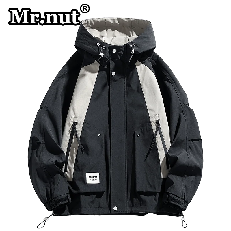 Mr.nut Oversize Loose Outdoor Jackets Autumn New Men Waterproof Jacket Camping Windbreaker Hooded Male Coat Casual Outdoors Tops