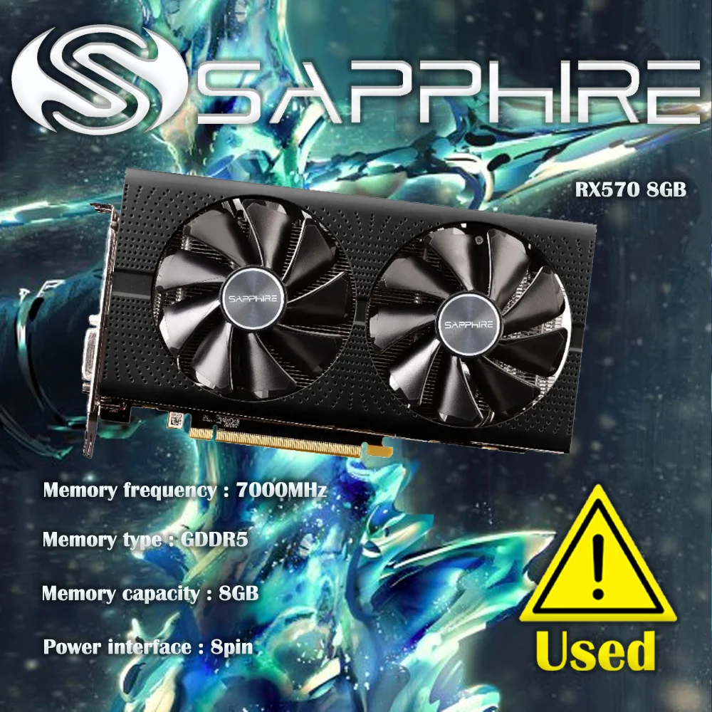 

Sapphire RX570 8GB Graphics Card 7000MHz GDDR5 256bits HDMI+DVI+DP*3 PCI-X16 express3 Used