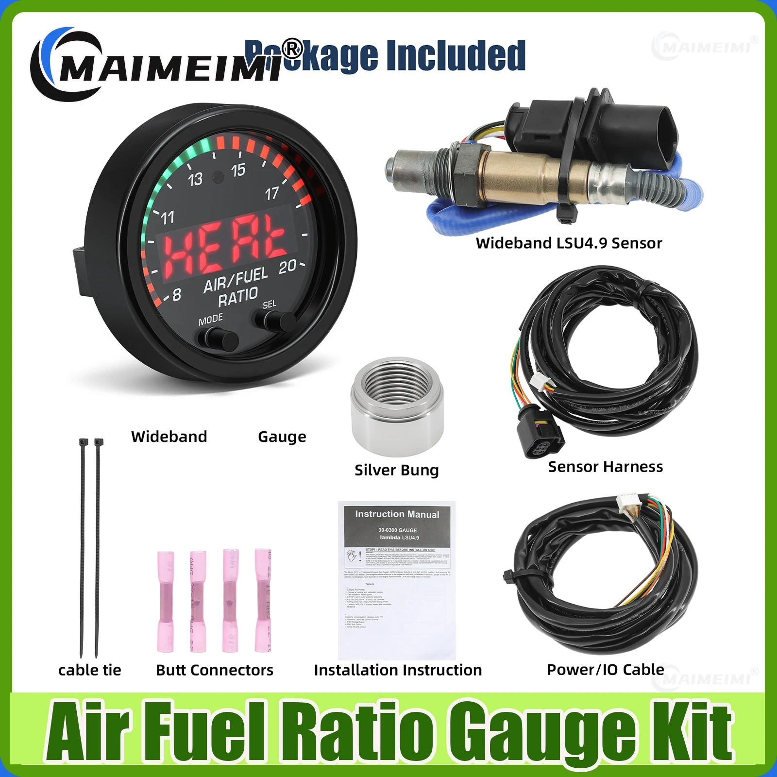 Car Wideband O2 Air Fuel Ratio Gauge Kit 30-0300 X-Series LSU 4.9 0258017025 Oxygen Sensor AFR Sensor Controller Gauge Kits
