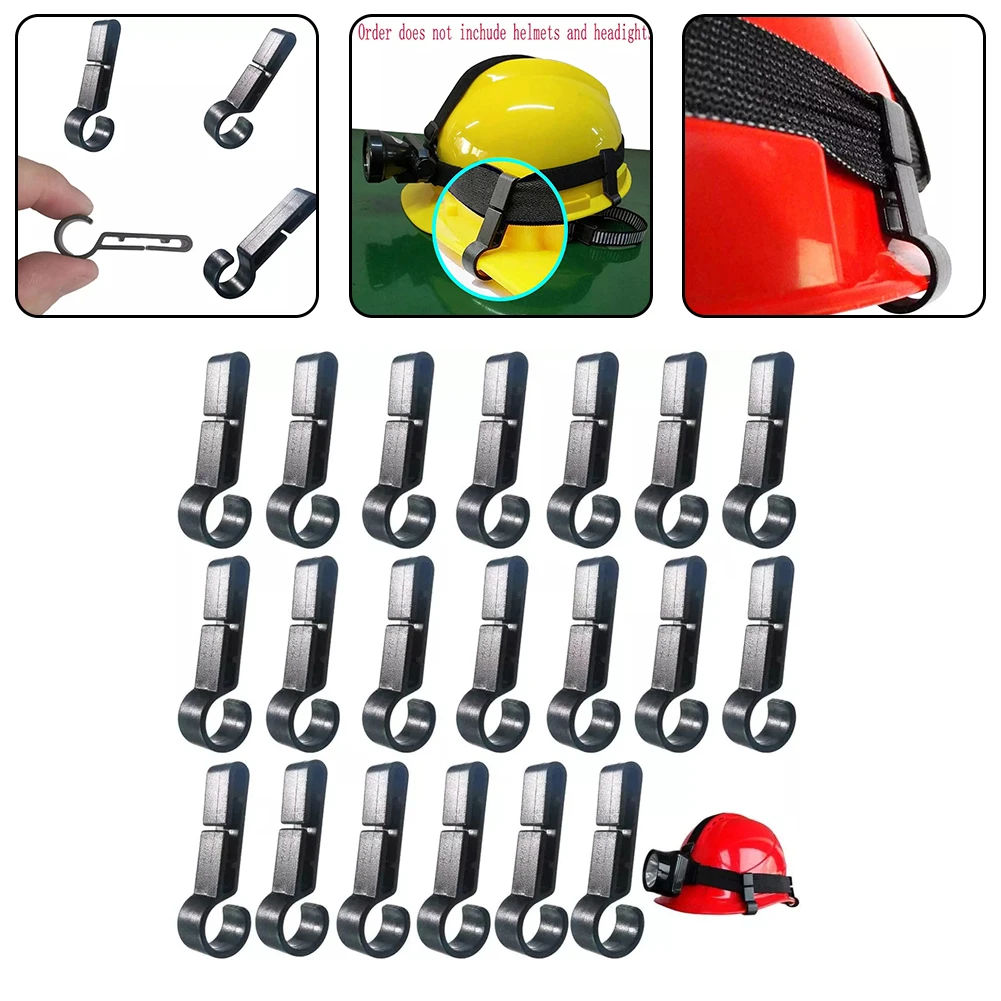 20PCS Plastic Helmet Clips Attachment Head Light Clamps Set Headlamp Hard Hat Safety Cap Hook Outdoor Tools Black