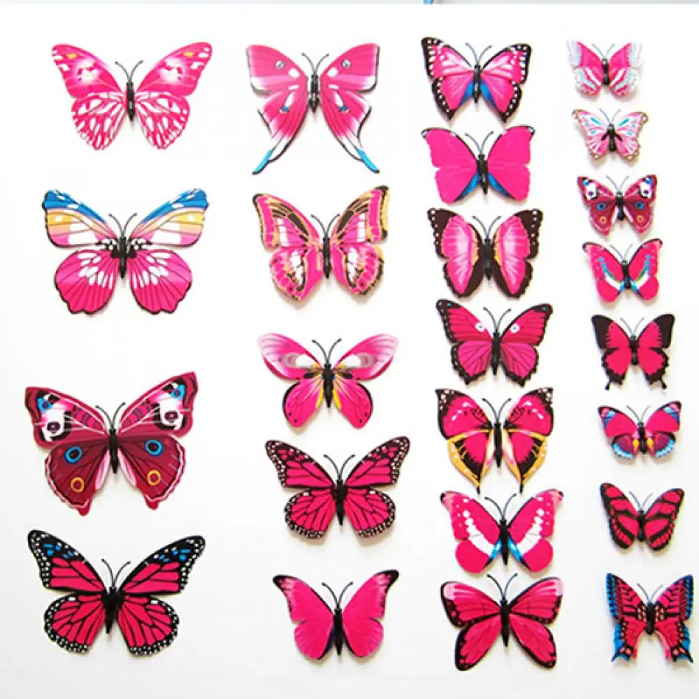 12Pcs Magnetic Sticker 3D PVC Butterflies Cute DIY Butterfly Art Decal Home Decor Wall Mural Sticker Magnet