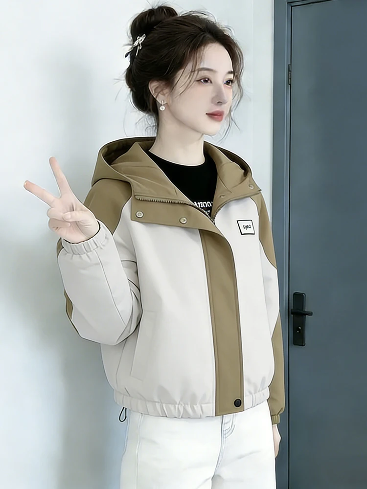 

Slimming Hooded Jaet Women's Patchwork Color Blo Unique High-End Spring Autumn New Sle Breathable Long Sve Zipper