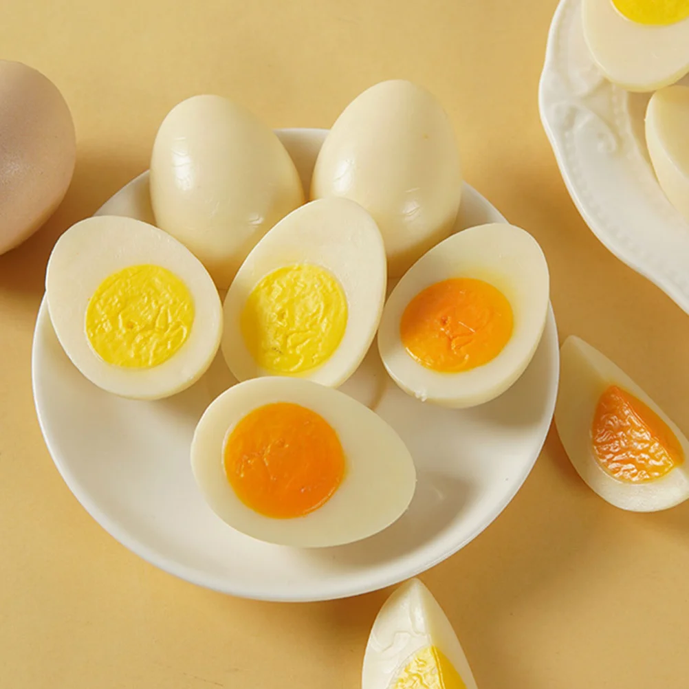 8 Pcs Imitation Eggs Artificial Props Fake Food for Photography Breakfast Model Kitchen Pvc Chicken Models