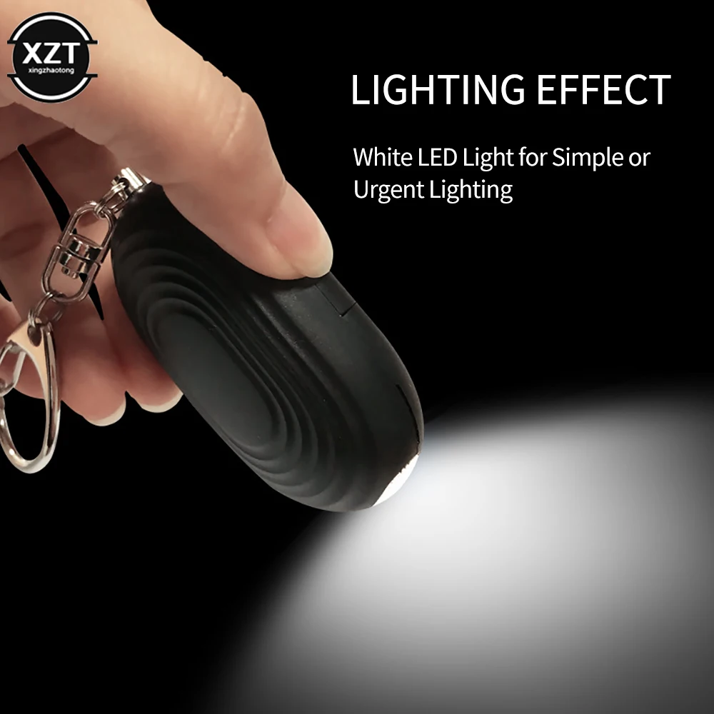Personal Defense Alarm 130dB With LED Light Rechargeable Self Defense Woman Safety Alarm Key Chain Emergency Anti-Attack