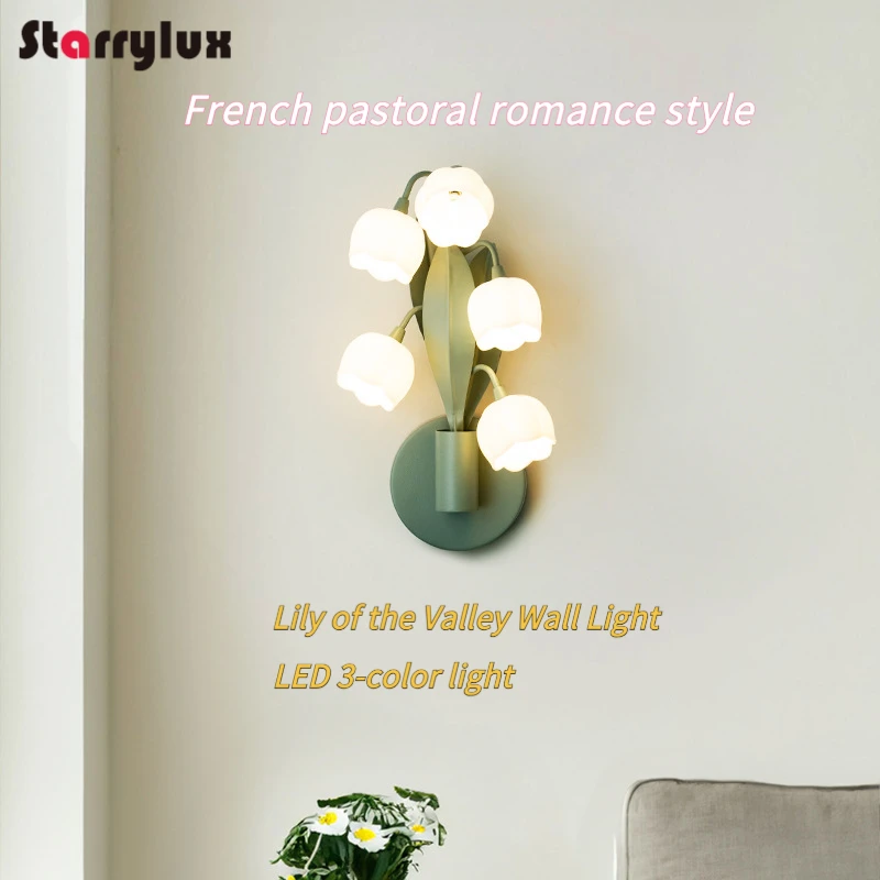 

Modern French Country 5-Light LED Wall Sconce, Warm White for Bedroom, Stairway, Hallway, Accent Wall Lighting