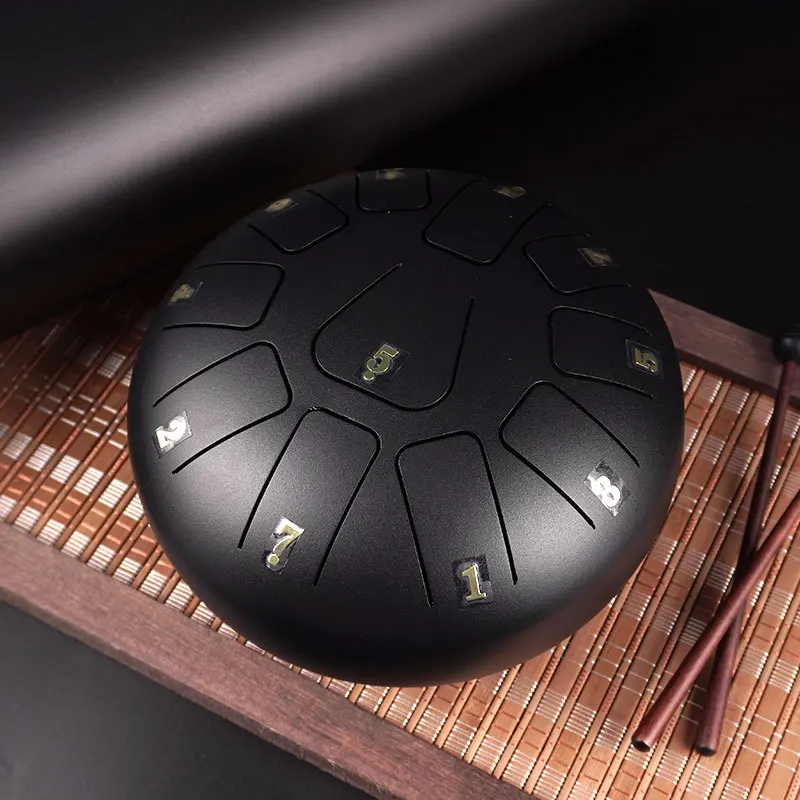 

8 Inch 11 Tone Steel Tongue Drum Black Music Tamborine Ethereal Drum Yoga Meditation Children Music Drums Percussion Instruments