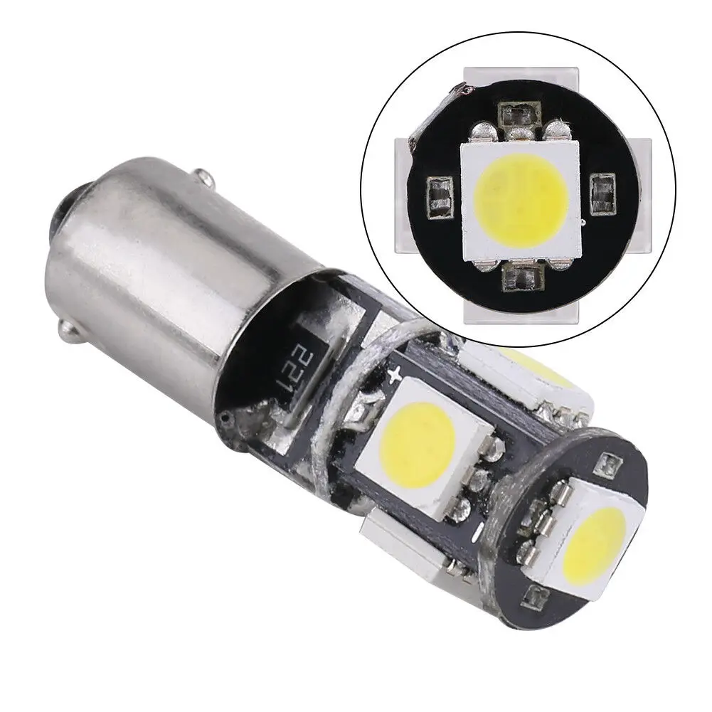 2Pcs BA9S 5SMD LED Interior Light Bulb Canbus White Reading Lamp 12V Backup Number License Plate Light Van SUV Car Accessories