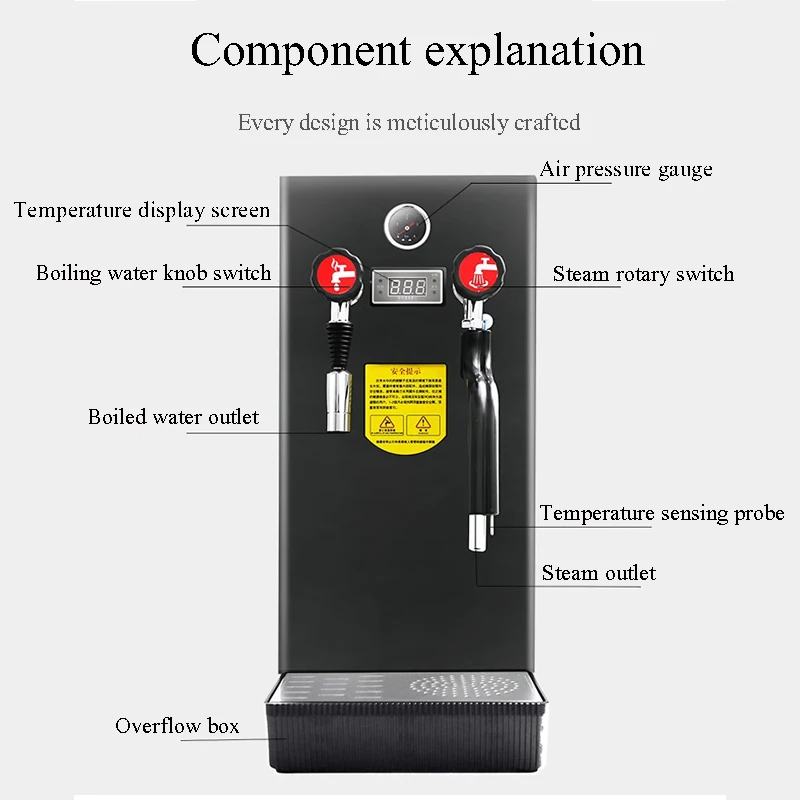 固定温度スチームミルク泡立て器、ミルクティーショップ用多機能全自動加熱スチームマシン