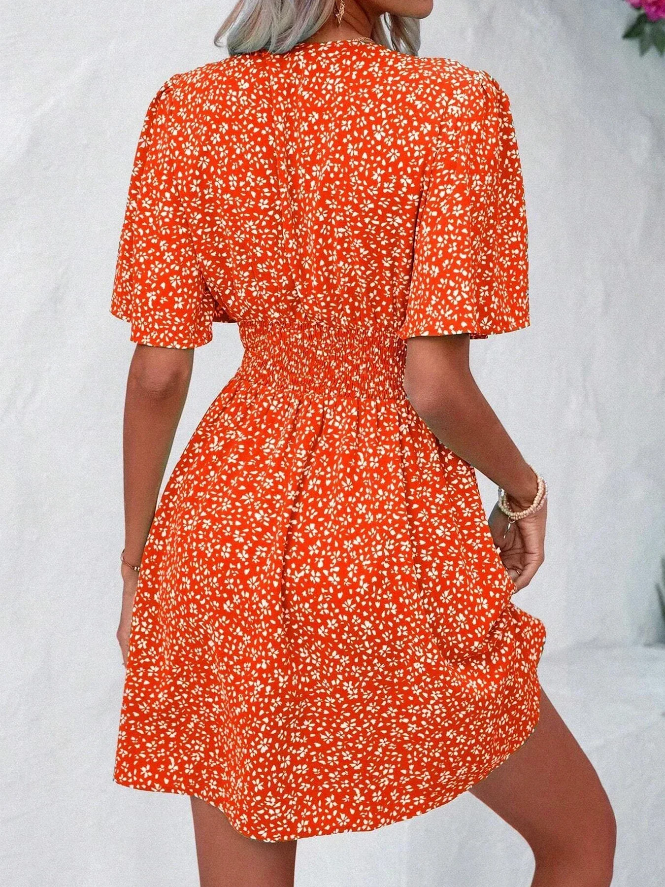2025 New Summer Short Sleeve Dresses for Women V-Neck Print Women Dress A-LINE Short Dress Women Vestidos De Verano Mujer Q63