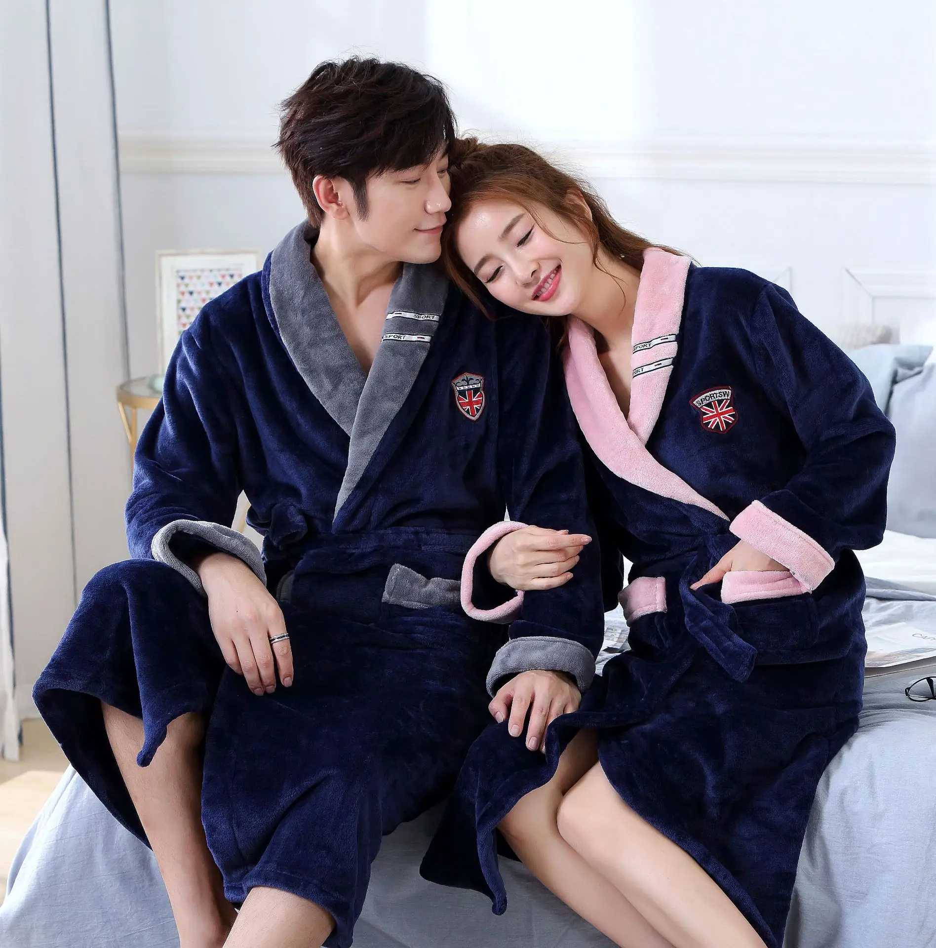 

Men Winter Extra Long Thick Warm Coral Fleece Bathrobe Plus Size Kimono Flannel Bath Robe Women Dressing Gown Lounge Sleepwear