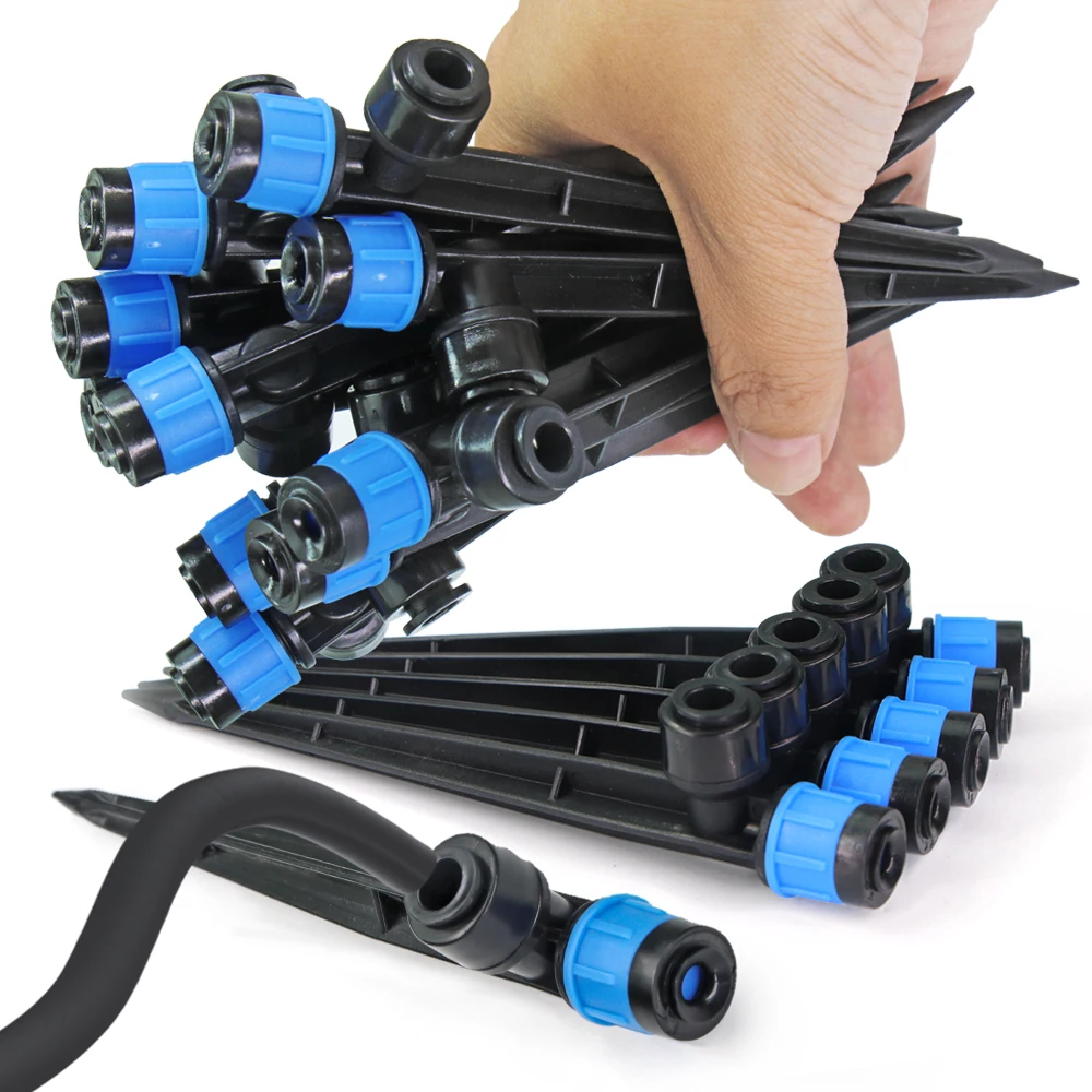 1/4″ 360° Bubbler Drippers w/ Stake Adjustable 0-80L/H Flow Sprinkler 6mm Slip Lock Garden Micro Drip Irrigation Watering System