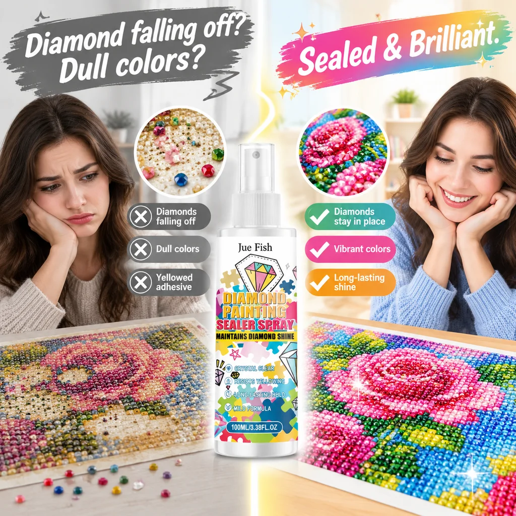 Diamond Painting Sealer Spray 100ml Quick Dry Non Toxic Anti Yellowing Gloss Finish Fix Loose Diamonds for 5D DIY Handmade Art