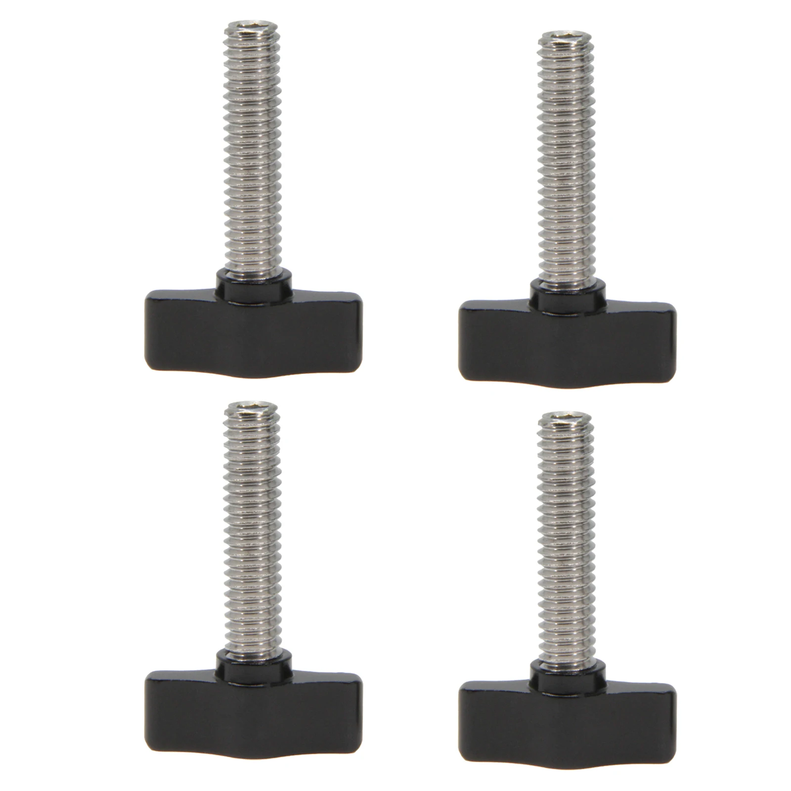 

4 шт. 5/16 "-18 x 1-1/4" винты с накатанной головкой из нержавеющей стали с черной алюминиевой ручкой, стандартная/грубая резьба, длина винта: 1-1/4 дюйма