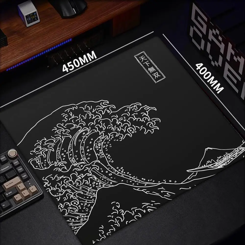 

Black and White Great Wave Small Mouse Pad PC Gamer Cabinet Office Accessories Computer Desk Mat Gaming Mousepad 20x25 18x22