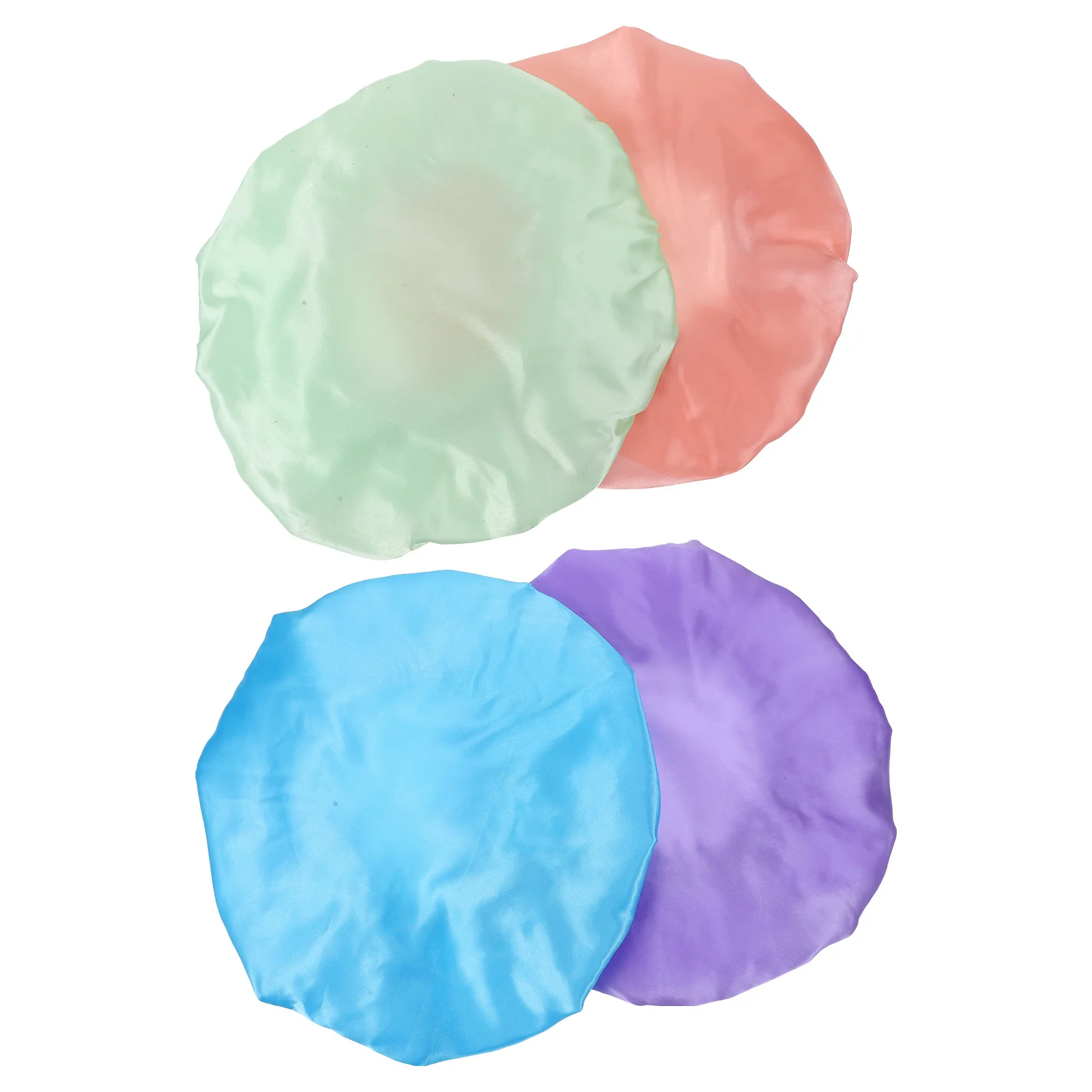 

4pcs Double Layer Waterproof Bath Caps For Women Night Sleep Hair Hats Large Size Comfortable Hair Care Hat Multi-Functional