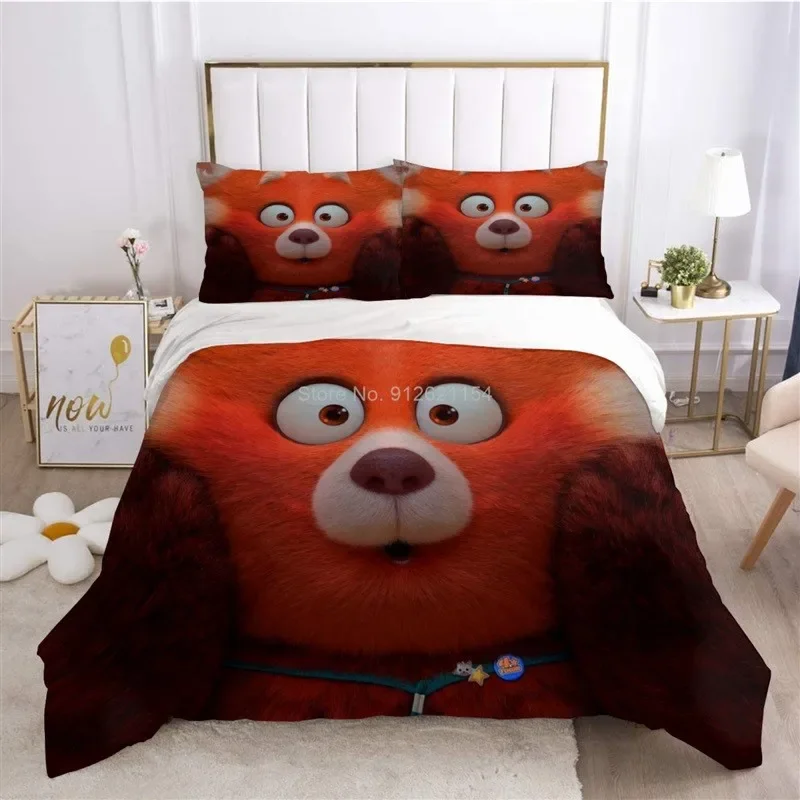 

Disney PIXAR Turning Red Panda Baby Bedding Set New Cartoon 3D Duvet Cover Set Pillowcase Kids Single King Size Bedclothes