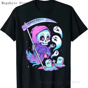 Schädel und rohe Retro-Ästhetik Pastell Goth Art T-Shirt Frauen Kawaii Anime Hombre T-Shirt T-Shirts 8 Hauptverkäufe Crow Shirt - №3