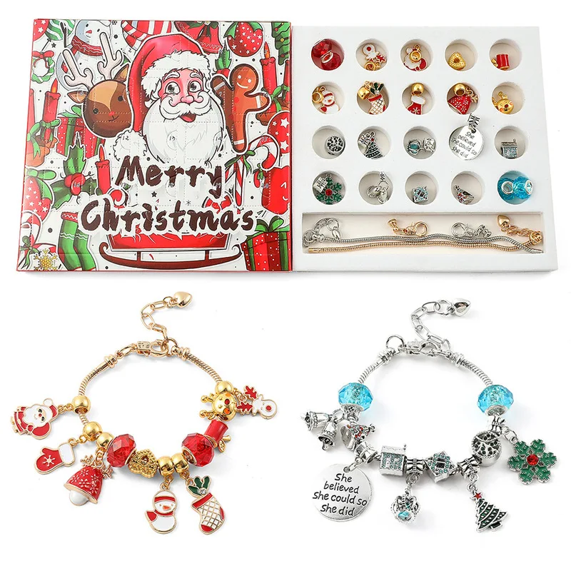 

2024 New Christmas Blind Box Bell Elk Surprise Blind Box Set Diy Children Bracelet Gift Box Boy Girl Handmade Material Gift