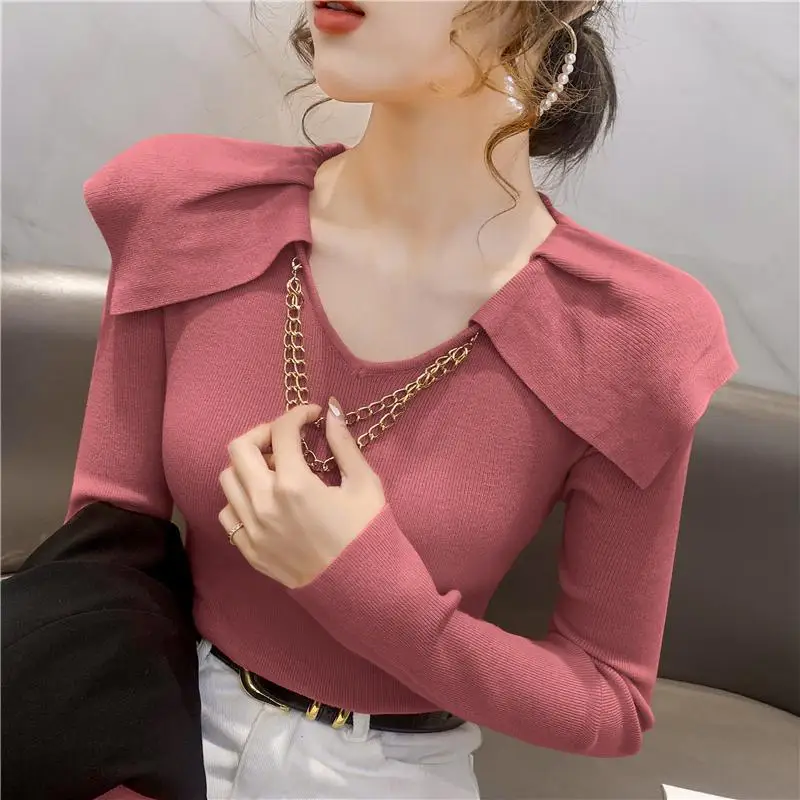 Fashion V-Neck Spliced Folds All-match Blouse Women\'s Clothing 2023 Autumn Winter New Casual Pullovers Loose Office Lady Shirt