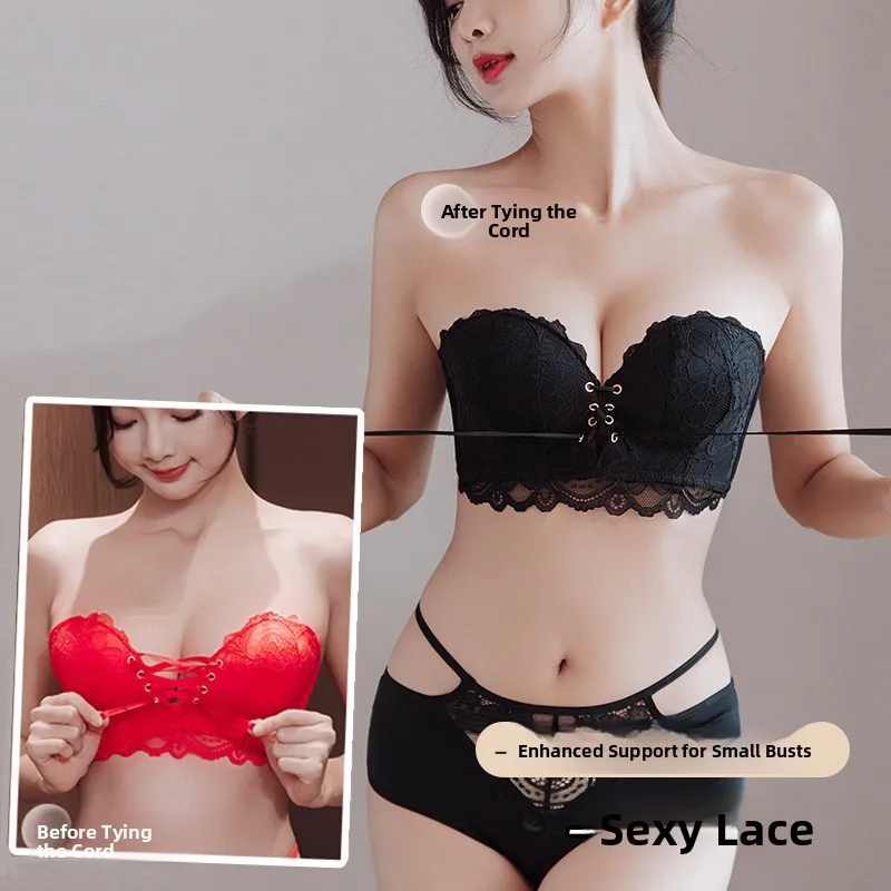 

Invisible Strap Wedding Dress Bra Women's Sexy Lace Underwear Steel Ring Anti-Slip Backless Strapless Bra Comfortable Underga...