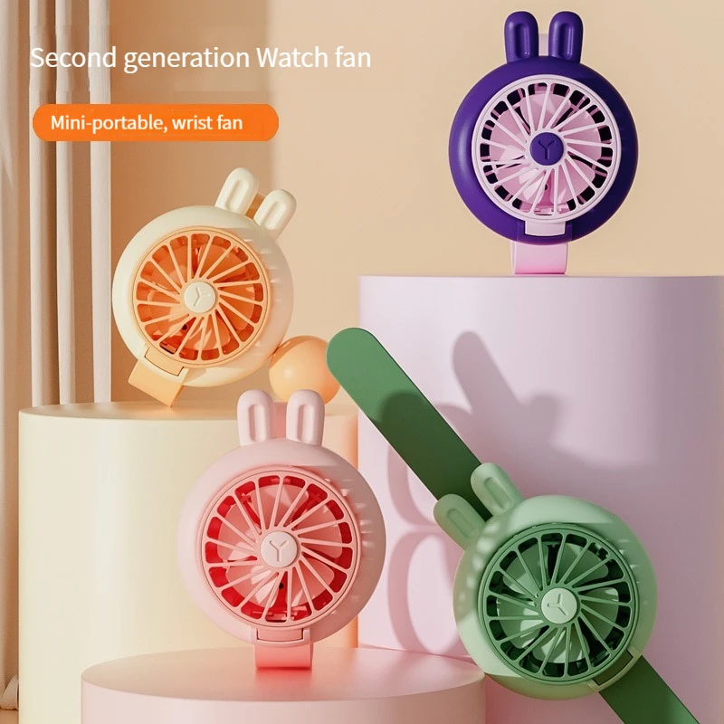 New Watch Fan USB Charging Mini Portable Cartoon Handheld Small Fan Gift for Students and Children