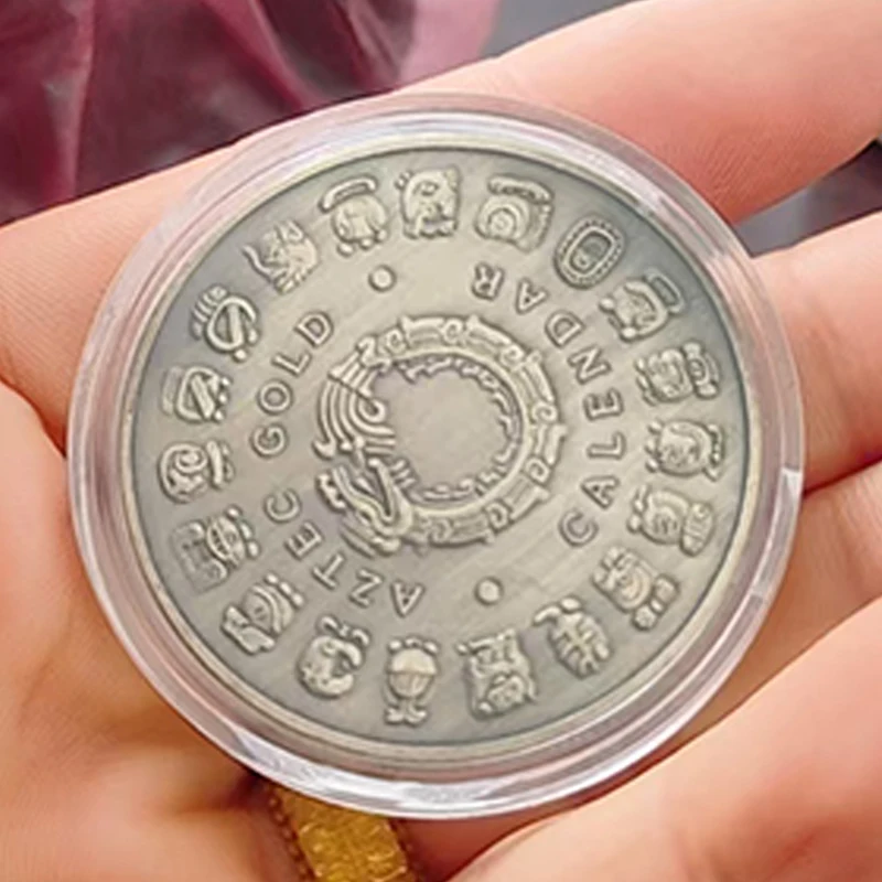 MaYa Azteekse kalender kunst profetie cultuur uitdaging munt geluk perfect voor het omdraaien van beslissing maken stil fidget speelgoed volwassenen kinderen
