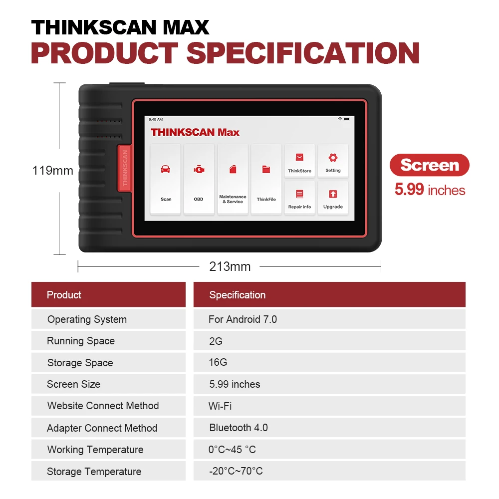 Think Car Thinkscan Max Obdii Diagnostic Automobile Device Scanner Code Read Actuation Test Special Functions Car Repair Tool