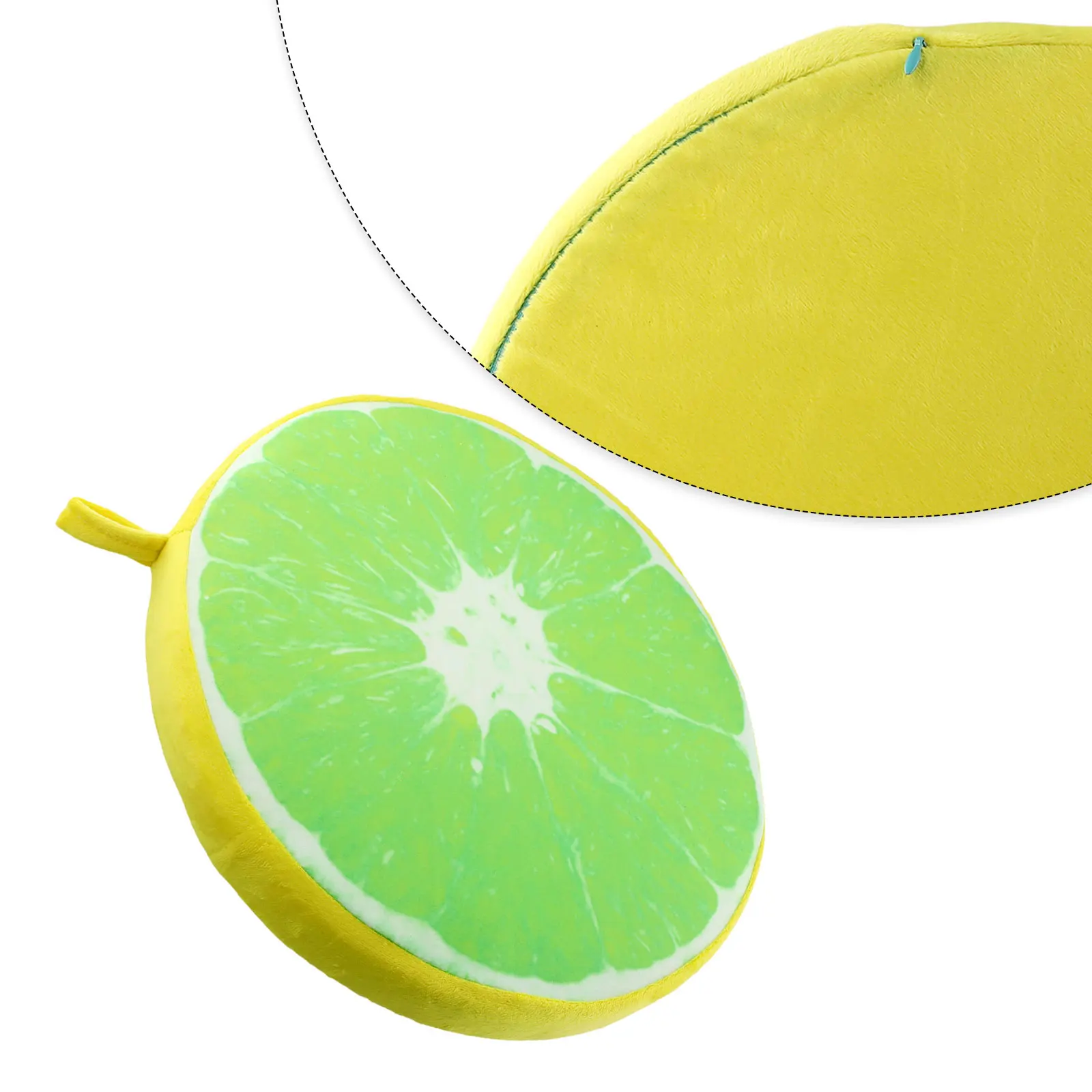 Pluszowy okrągły pokrowiec na krzesło podłogowe z jednostronnym nadrukiem owoców, miękki, bawełniany, z piankowym wypełnieniem, zapewniający relaks i komfort.