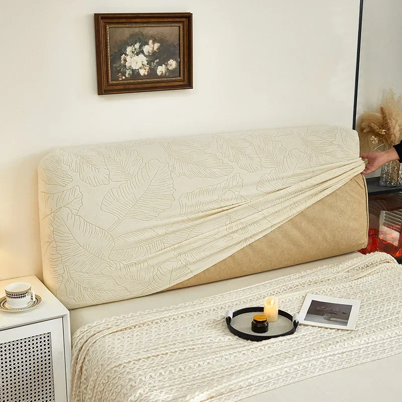 2025 new product elastic solid color jacquard bedside cover fleece soft bag dust-proof bedside backrest removable and dust cover