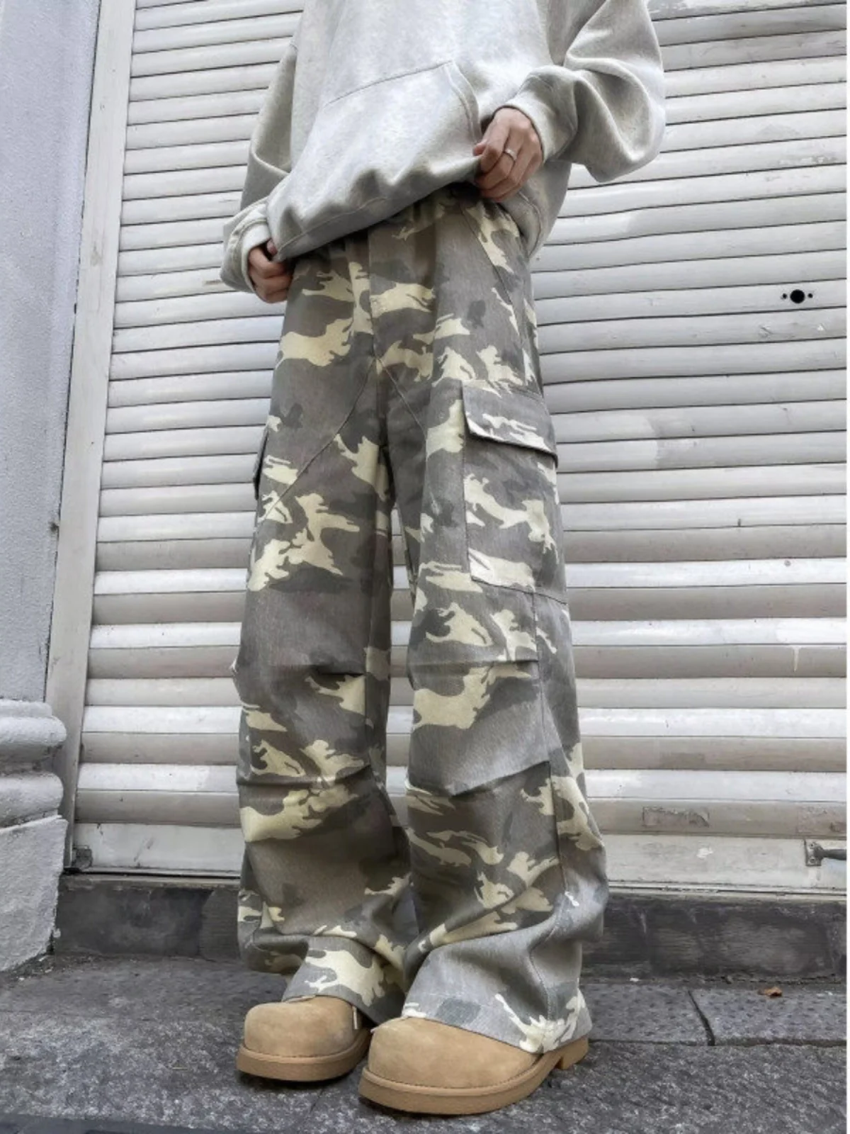

Мужские повседневные камуфляжные рабочие брюки на весну-осень, свободные, прямого кроя, широкие, длинные, в уличном стиле, с высокой талией