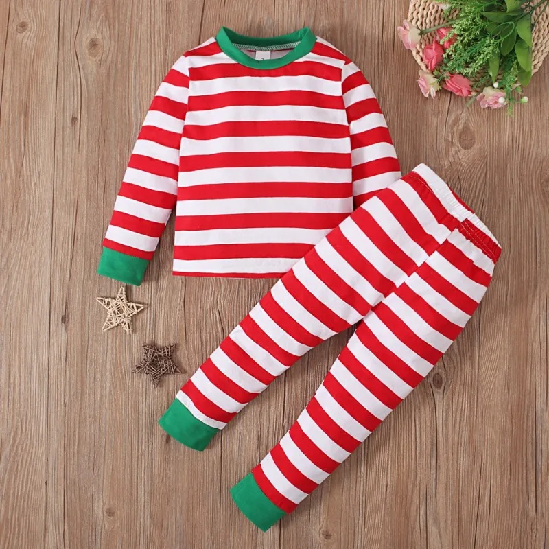 Halloween Christmas Stripes Pajamas Kids Baby Top + Pants 2 Piece Suits Homewear Children's Sleepwear Xmas Clothing Sets