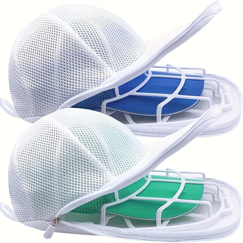 Hat Cleaning Cage For Washing Machines Baseball Cap Cleaner Mesh Bag With Protection Rack Hat Anti Deformation Storage Rack Bag
